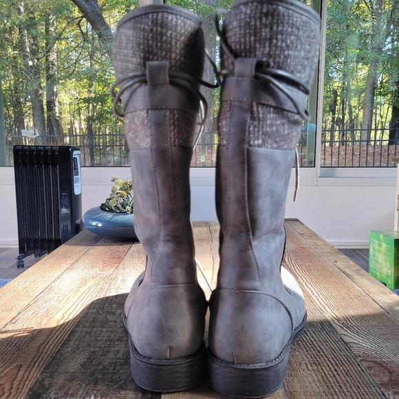 JustFab Gray Lace Up Boots, Women's 8W, Wide Calf - Picture 7 of 9